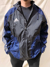 Load image into Gallery viewer, Adidas Hooded Windbreaker Jacket Navy (M)