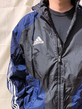 Load image into Gallery viewer, Adidas Hooded Windbreaker Jacket Navy (M)