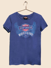 Load image into Gallery viewer, Harley Davidson Ride To Live T-Shirt Blue (M)