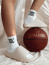 Load image into Gallery viewer, Idgaf Unisex Quarter Crew Socks White