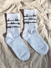 Load image into Gallery viewer, Keep Out Unisex Crew Socks White