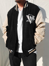 Load image into Gallery viewer, NHL Pittsburgh Penguins Suede Varsity Jacket Black (M)