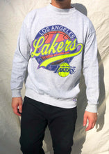 Load image into Gallery viewer, Vintage Logo 7 90's NBA Los Angeles Lakers Neon Sweater Grey (XL)