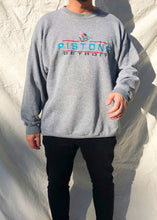 Load image into Gallery viewer, Vintage Logo Athletic 90's Detroit Pistons Embroidered Sweater Grey (XL)