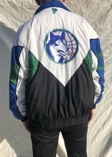Load image into Gallery viewer, Vintage NBA 90's Minnesota Timberwolves Pro Player Heavy Jacket White/Blue - (XL)