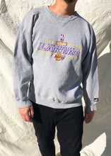 Load image into Gallery viewer, Vintage Puma 90's NBA Los Angeles Lakers Embroidered Sweater Grey (L)