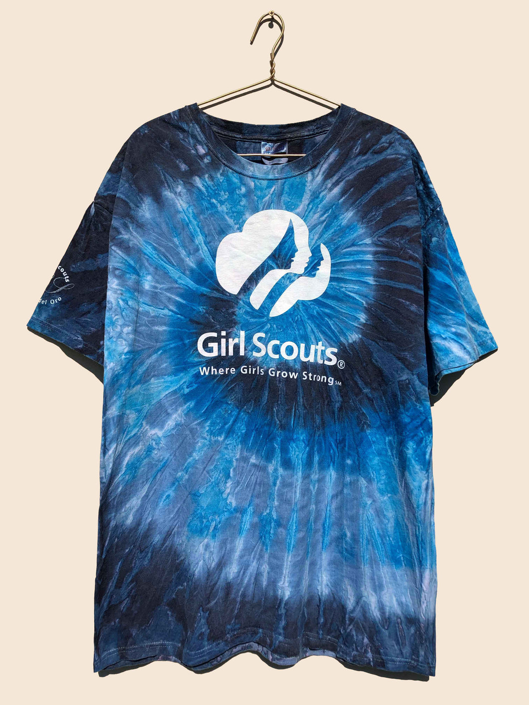 90's Girl Scouts Tie Dye T-Shirt Blue (L)