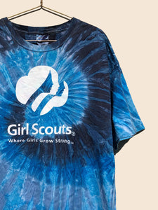 90's Girl Scouts Tie Dye T-Shirt Blue (L)