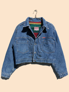 90's Rifle Rasta Denim Jacket Blue (M)