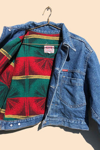 90's Rifle Rasta Denim Jacket Blue (M)