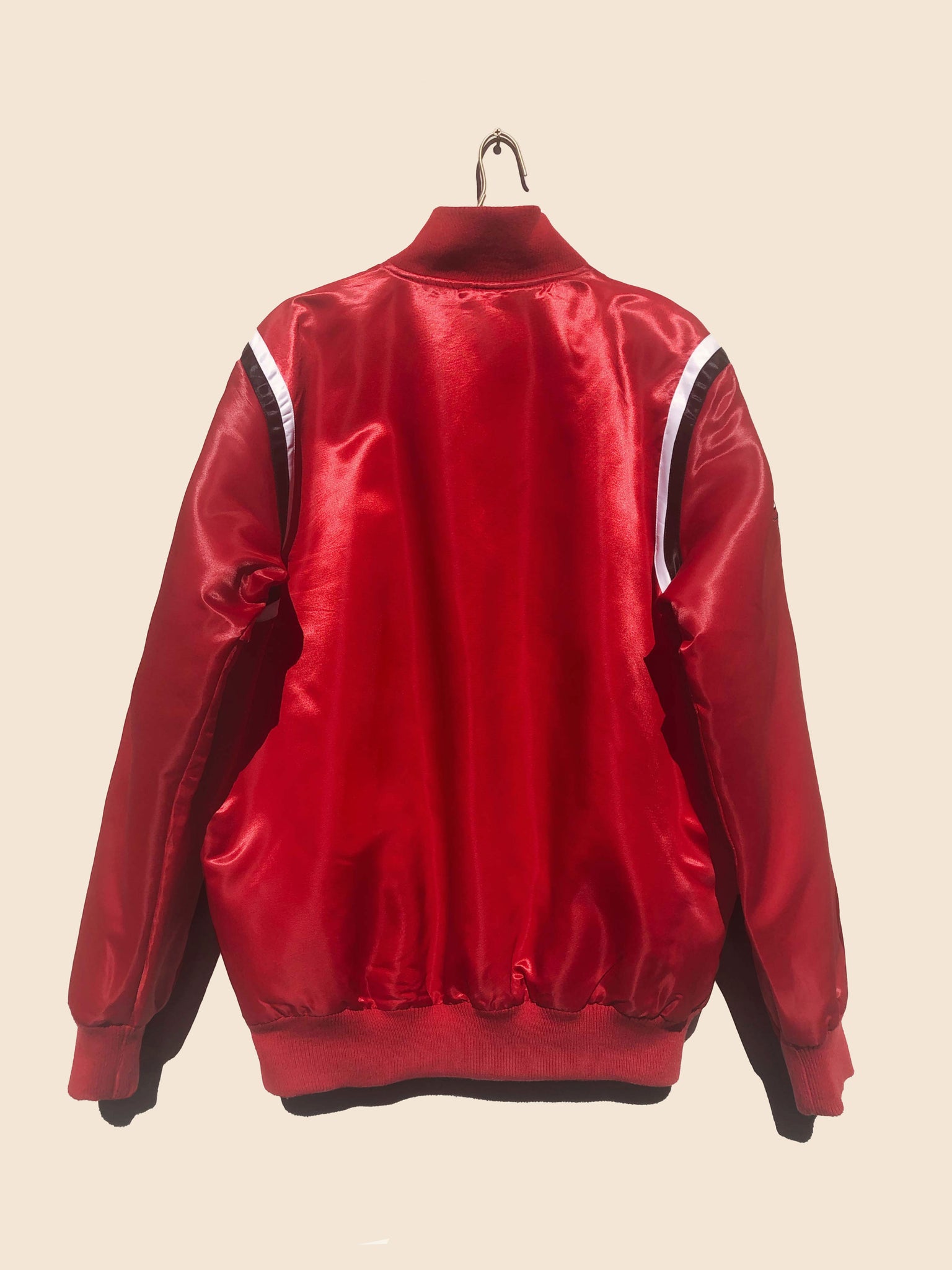STARTER, Jackets & Coats, Vintage Starter Chicago Bulls Satin Bomber  Jacket Usa Made 9s Black Jordan Nba