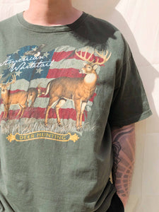 Deer Animal Graphic T-Shirt Khaki (XL)