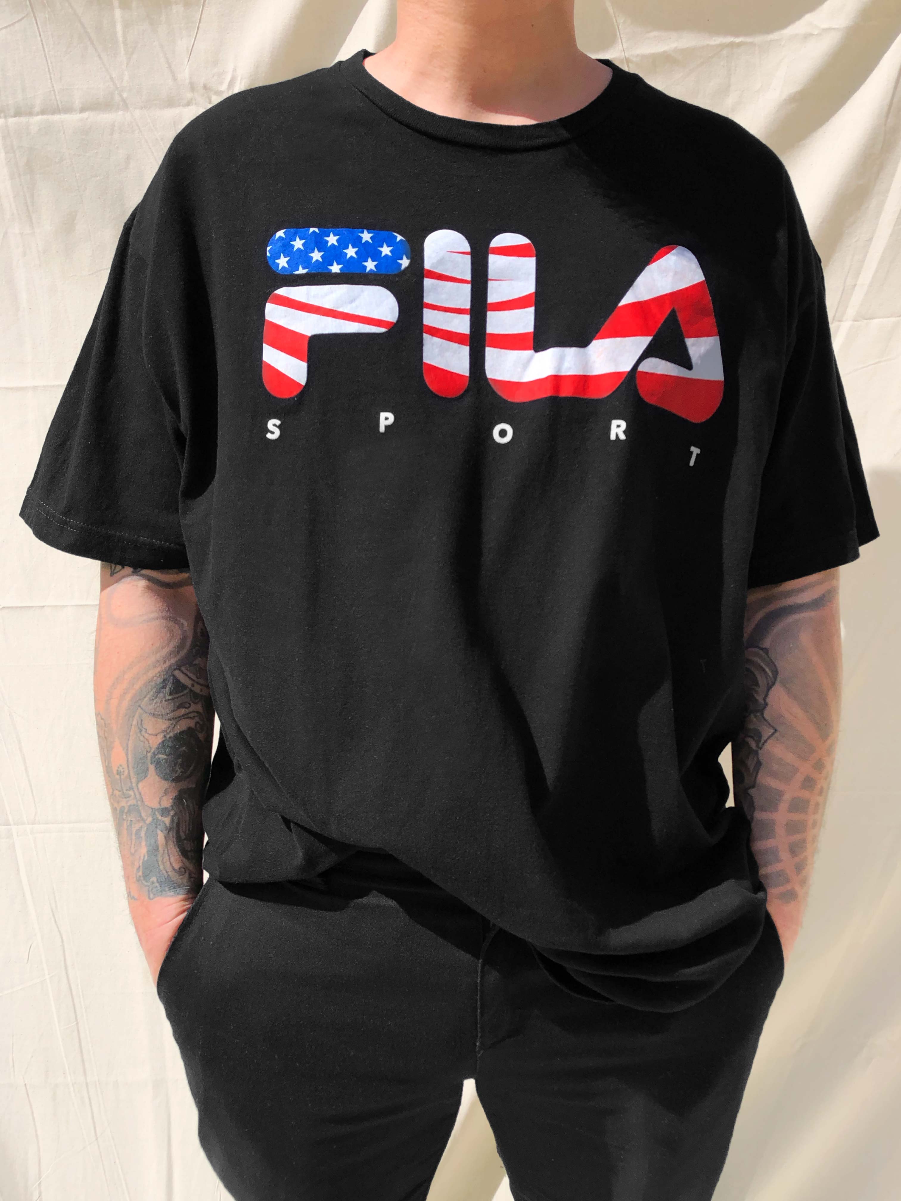 Fila Flag T-Shirt Black – Chop Official