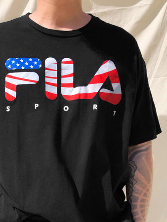 Fila American Flag T-Shirt Black (XXL)