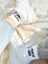 Load image into Gallery viewer, Fvck Off Unisex Quarter Crew Socks White
