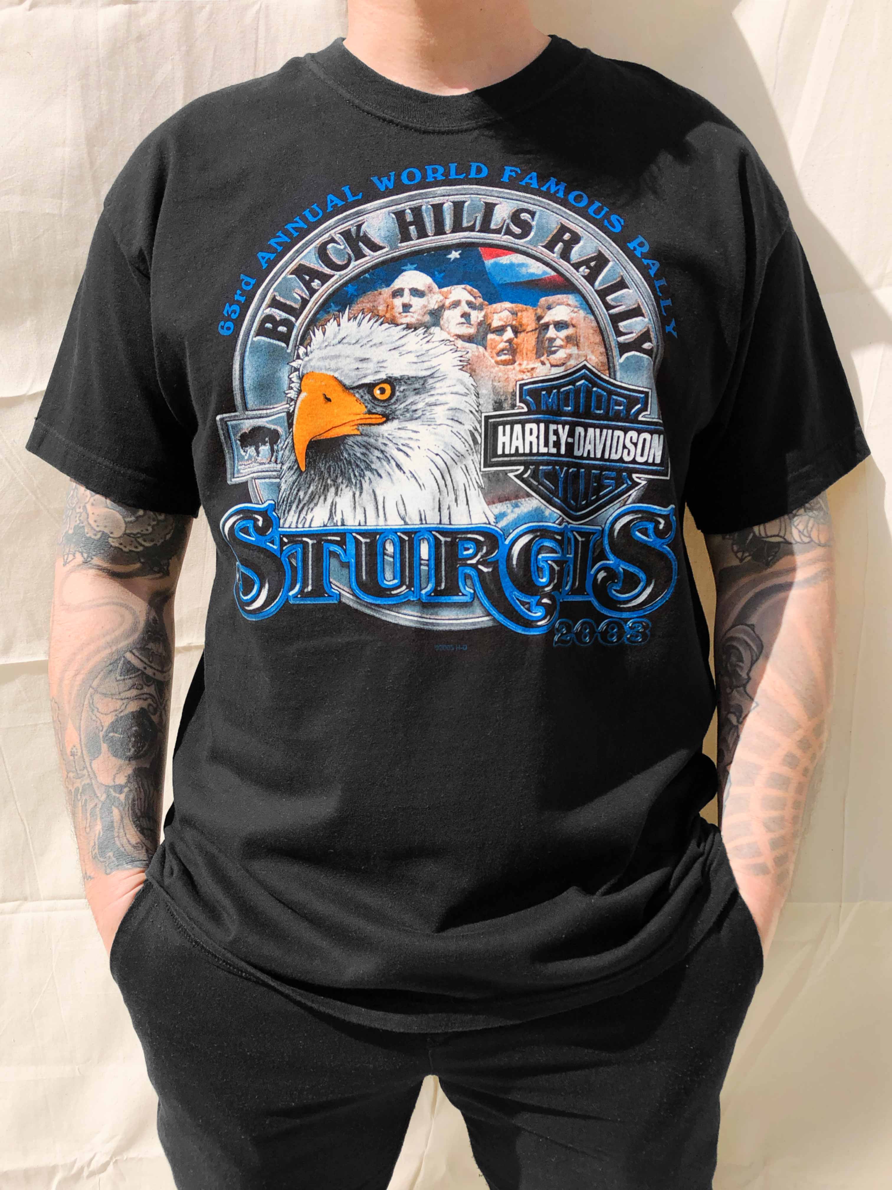T-shirt Vintage Harley-Davidson Sturgis 1988 - Taille Enfant M (6-8 Ans) - Noir - SHIT HAPPENS