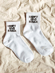 Idgaf Unisex Quarter Crew Socks White