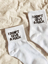 Load image into Gallery viewer, Idgaf Unisex Quarter Crew Socks White
