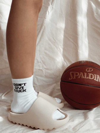 Idgaf Unisex Quarter Crew Socks White