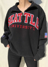 Load image into Gallery viewer, 90s Jansport Seattle University Quarter Zip Sweater Black (S)
