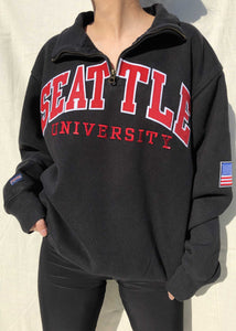 90s Jansport Seattle University Quarter Zip Sweater Black (S)