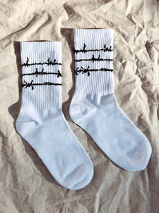 Keep Out Unisex Crew Socks White