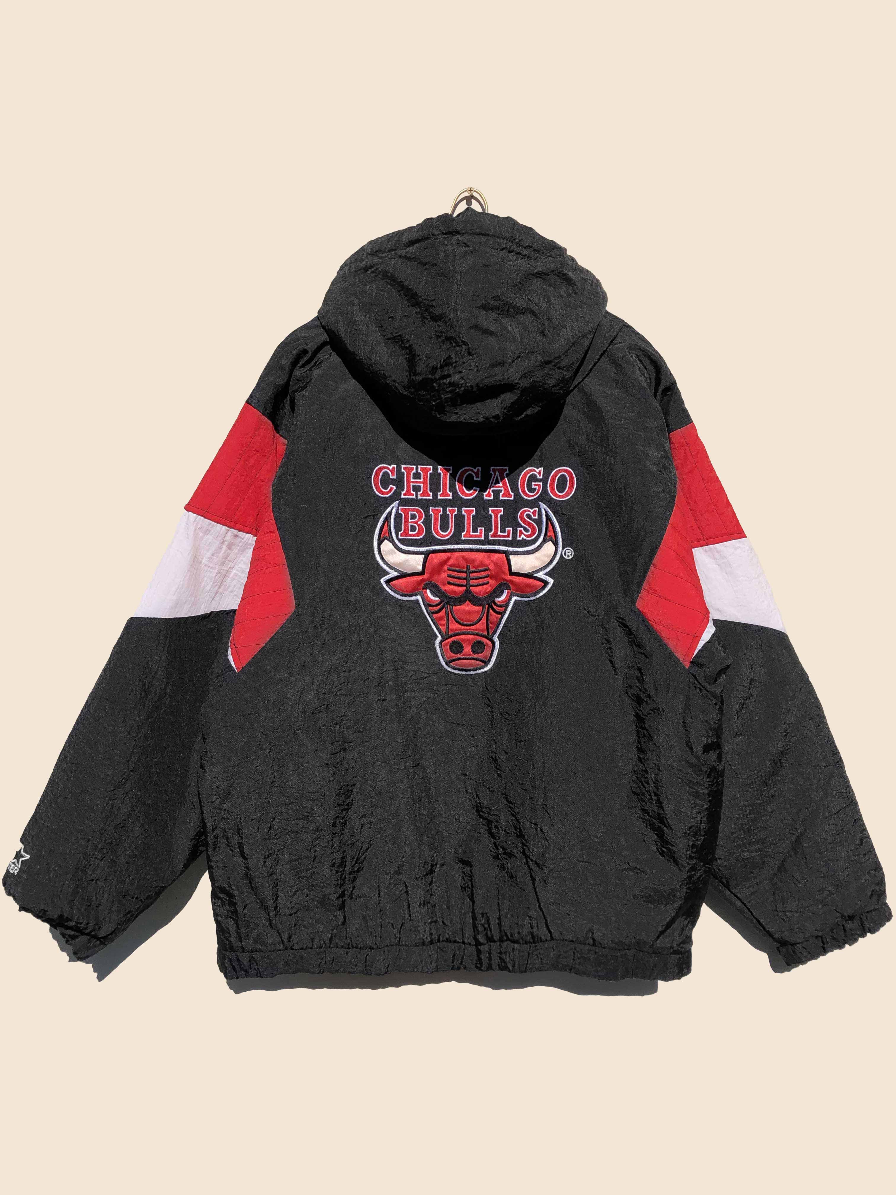 全国どこでも送料無料！ NBA 90's Starter Chicago Bulls Anorak Jacket Black (M ジャケット・アウター