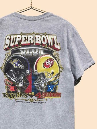NFL 2013 Super Bowl Ravens 49ers T-Shirt Grey (L)