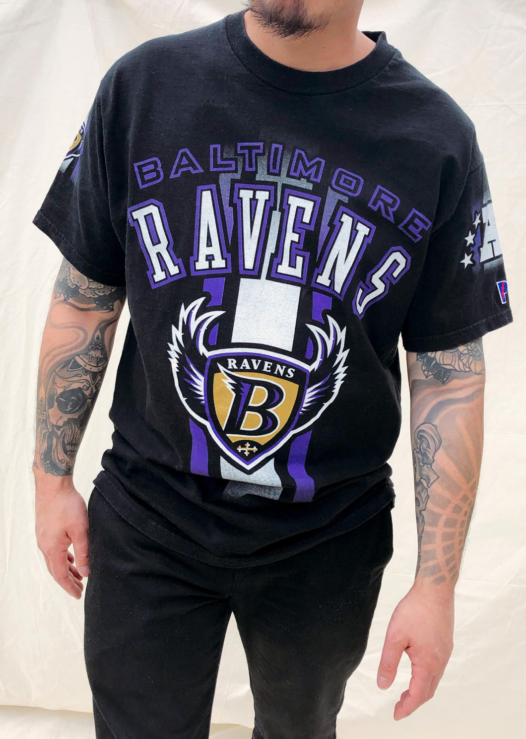 NFL 90s Baltimore Ravens Pro Player T-Shirt Black (L)