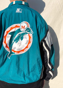NFL 90s Starter Miami Dolphins Jacket Aqua (XL)