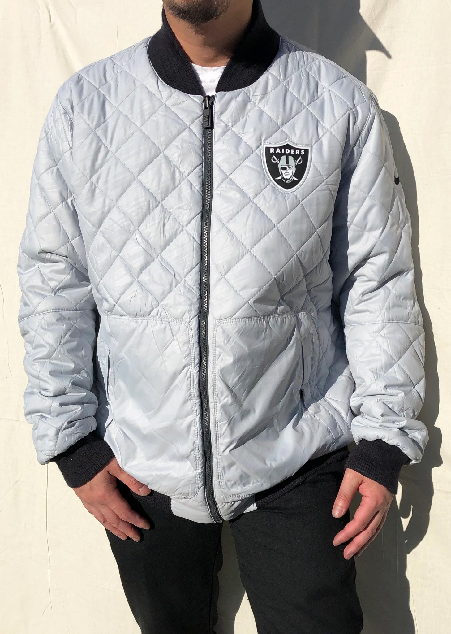 Raiders x Nike Reversible Bomber Jacket Black/Silver (XL) – Official