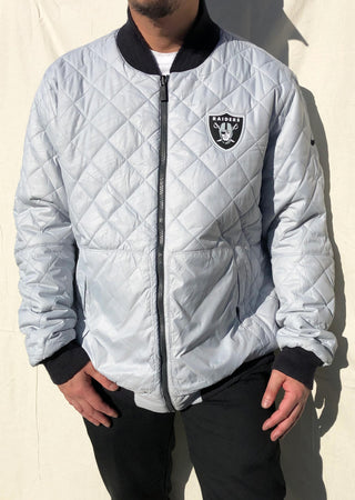 NFL Raiders x Nike Reversible Bomber Jacket Black/Silver (XL)