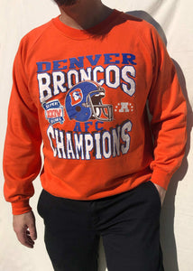 NFL '89 Denver Broncos Super Bowl Sweater Orange (L)