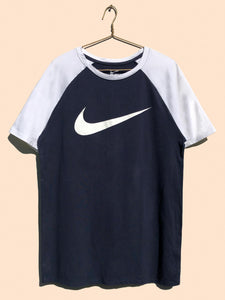 Nike Swoosh Raglan Sleeve T-Shirt Navy (M)