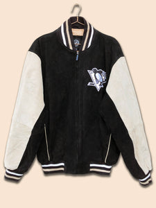 NHL Pittsburgh Penguins Suede Varsity Jacket Black (M)