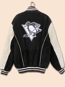 NHL Pittsburgh Penguins Suede Varsity Jacket Black (M)