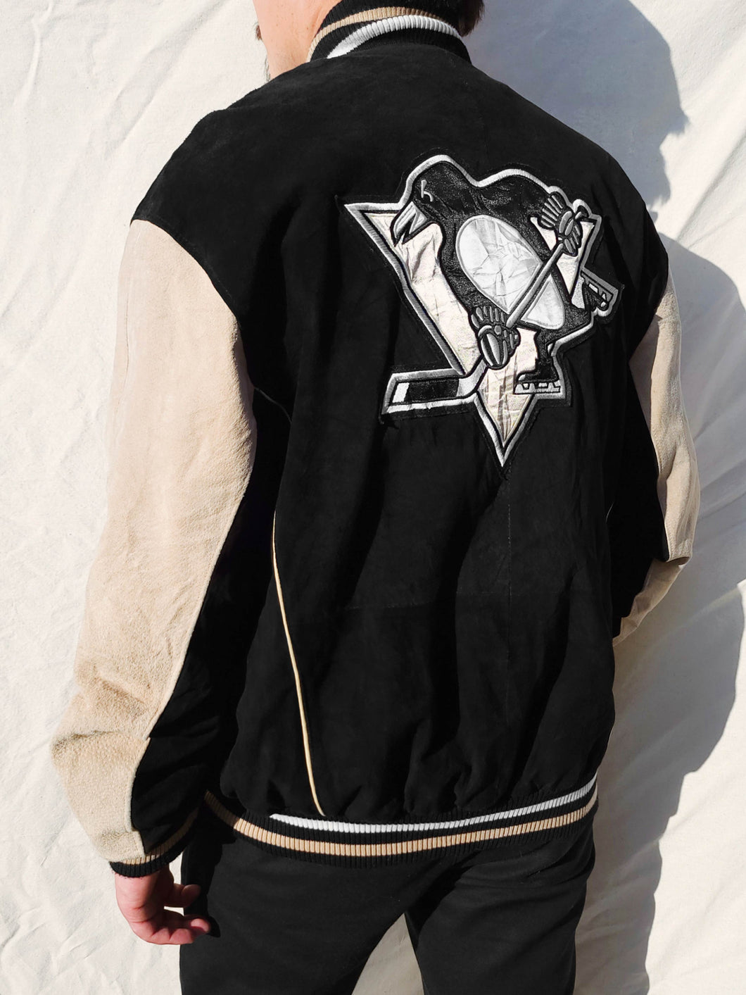 NHL Pittsburgh Penguins Suede Varsity Jacket Black (M)