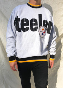 Vintage 90's Legends Athletic NFL Pittsburgh Steelers Sweater Grey (L)