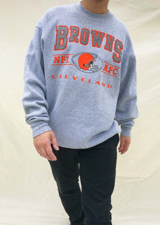 Vintage NFL Cleveland Browns Pro Player Sweater Grey/Orange (XL)