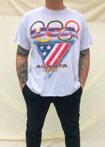 Vintage Atlanta 1996 USA Olympics T-Shirt White (L)