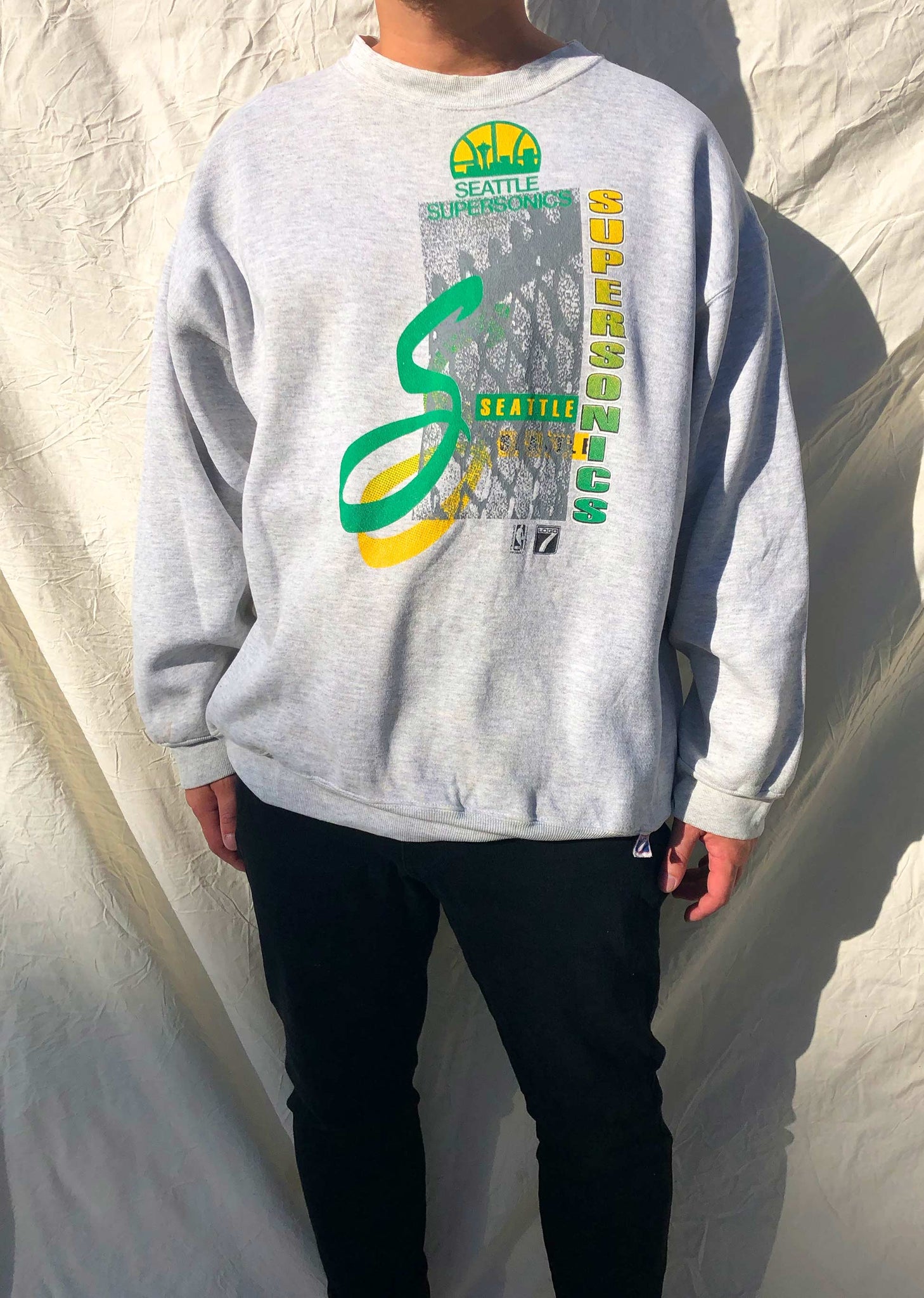 Vintage 90s Seattle Sonics NBA Crewneck Sweatshirt. Made in The USA