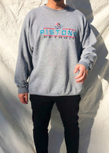 Load image into Gallery viewer, Vintage Logo Athletic 90&#39;s Detroit Pistons Embroidered Sweater Grey (XL)
