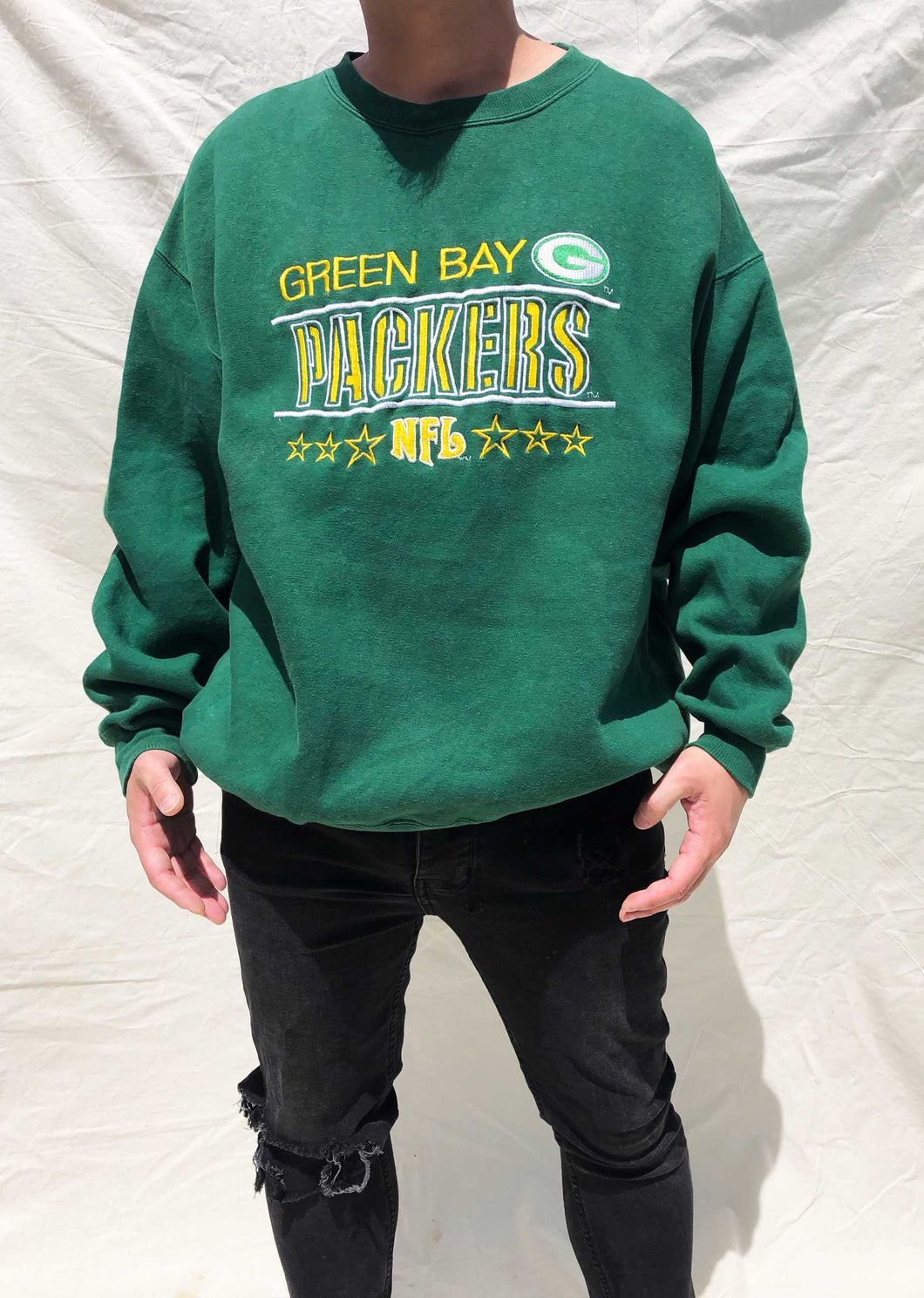 Vintage Majestic NFL Green Bay Packers Embroidered Sweater Green (XL)