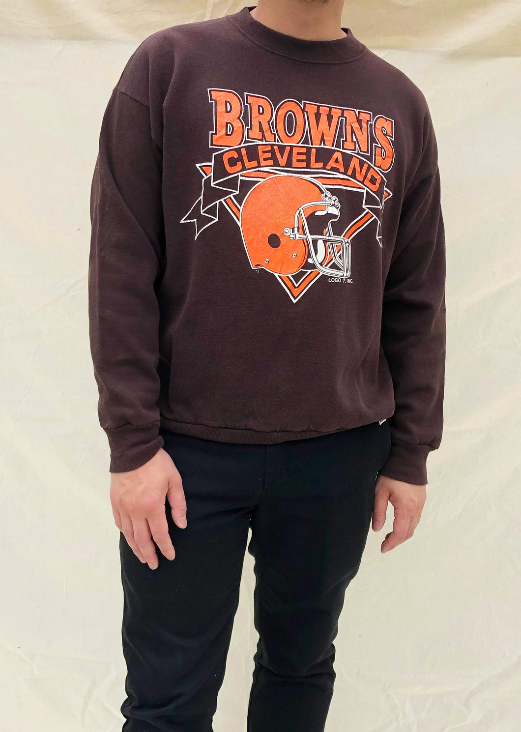 Vintage NFL Cleveland Browns Logo 7 Sweater Brown (L)