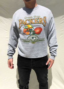 Vintage NFL Green Bay Packers Spellout Image Sweater Grey (XL)