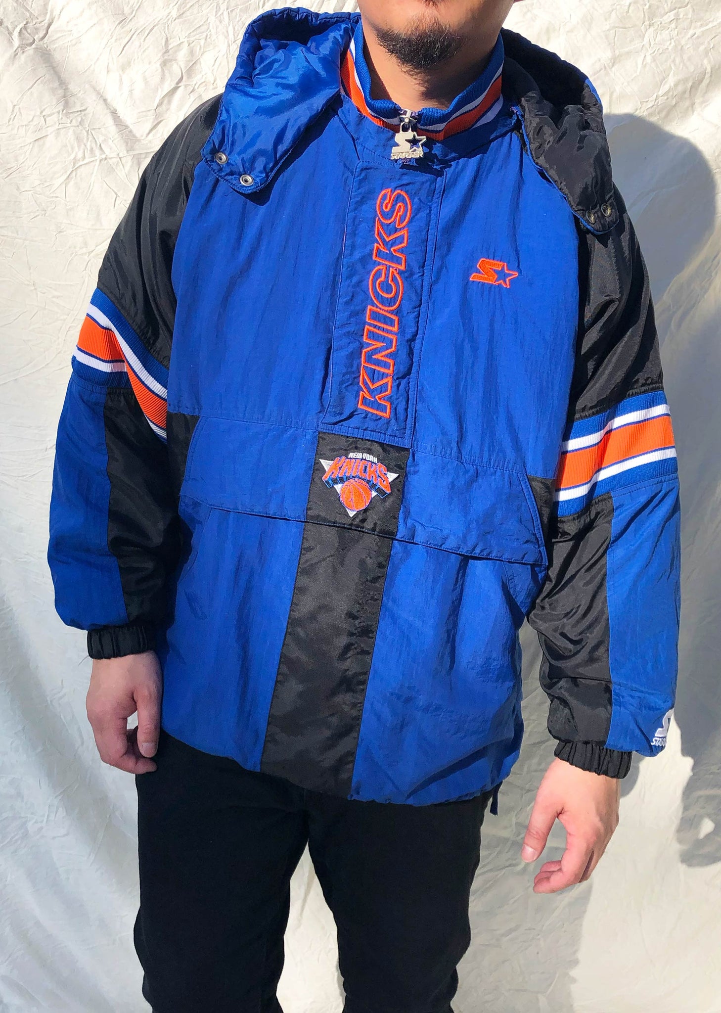 Vintage Starter 90's NBA New York Knicks Pullover Jacket Blue (M