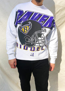 Vintage '97 Riddell NFL Baltimore Ravens Sweater White (L)