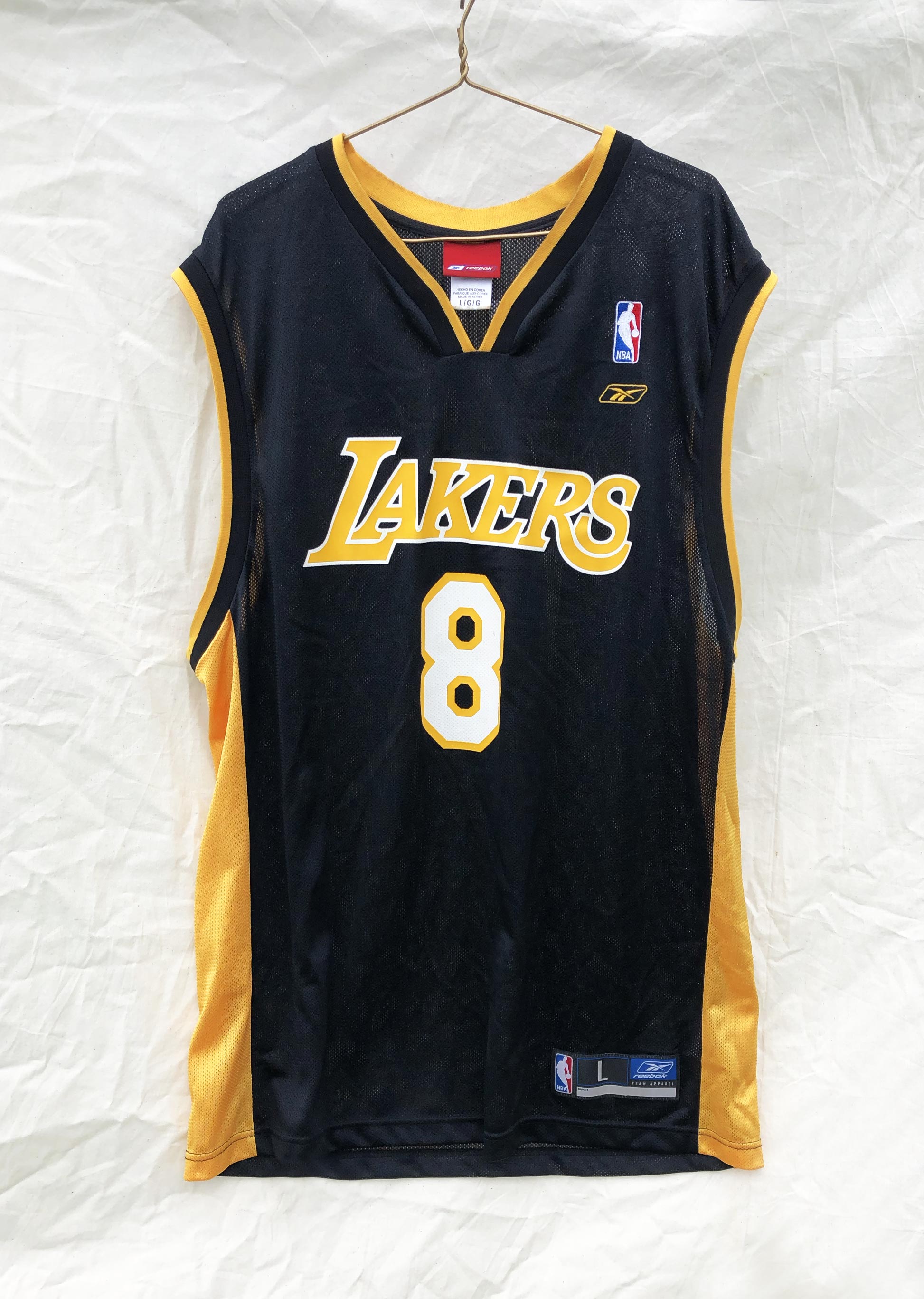 Reebok Vintage Los Angeles Lakers Kobe Bryant #8 Black GOLD Jersey